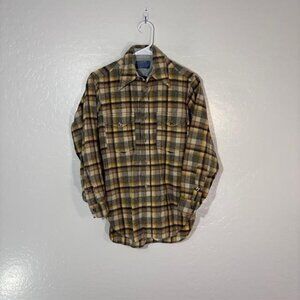 Vintage Pendleton Shirt Mens 15 Plaid Wool Flannel Made USA 70s Outdoors